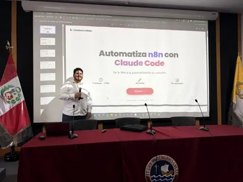 Martín en la charla "Automatiza n8n con Claude Code"